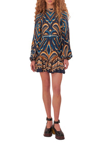 Robe courte raglan à motif Ananas - Bleu