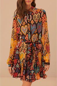 Robe courte à motif cœurs - Multicolore