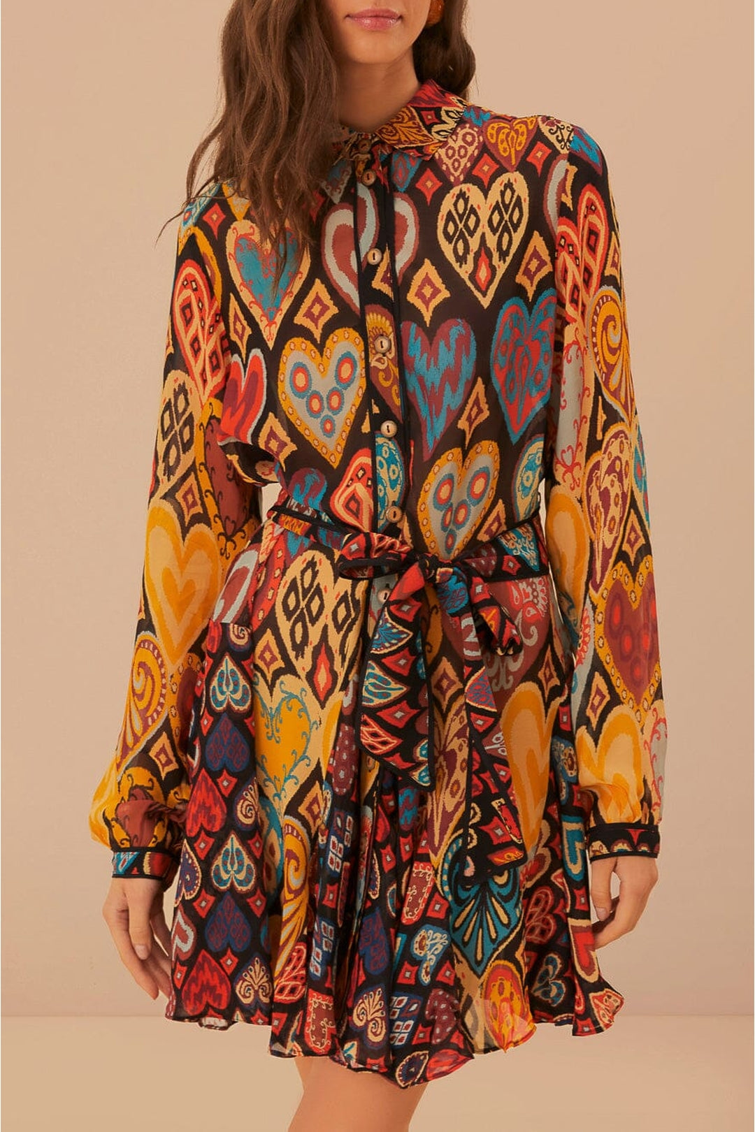 Robe courte à motif cœurs - Multicolore