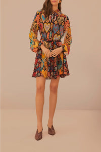 Robe courte à motif cœurs - Multicolore