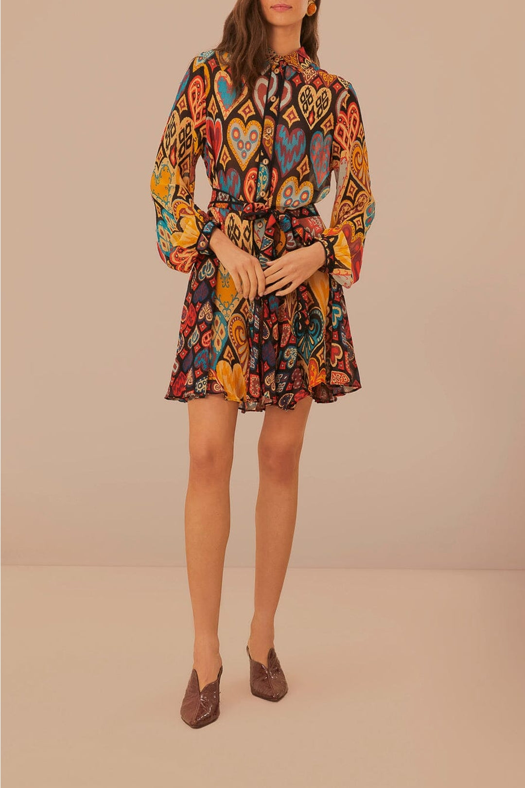 Robe courte à motif cœurs - Multicolore