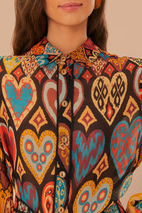 Robe courte à motif cœurs - Multicolore