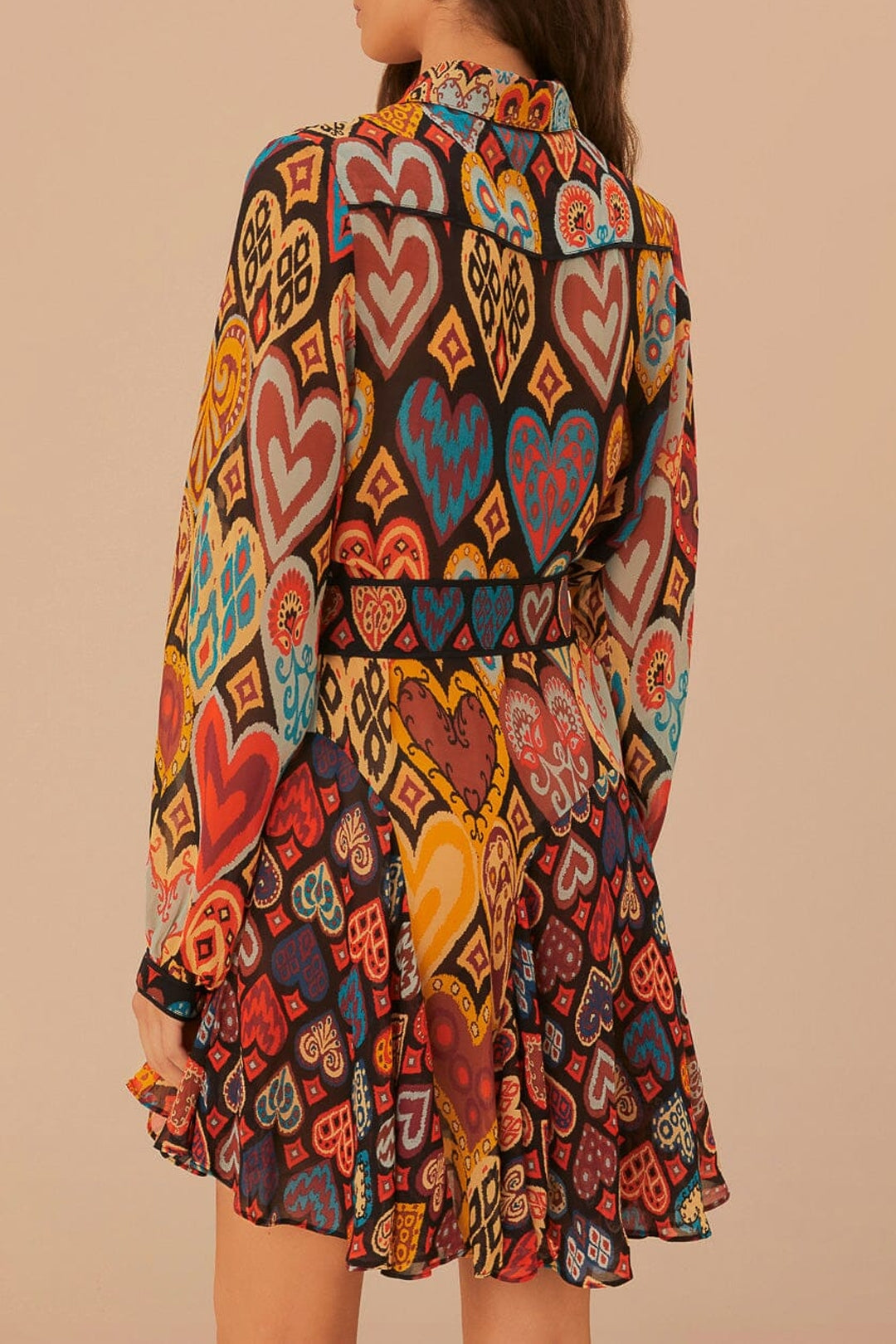 Robe courte à motif cœurs - Multicolore