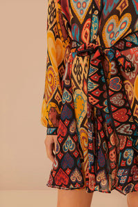 Robe courte à motif cœurs - Multicolore