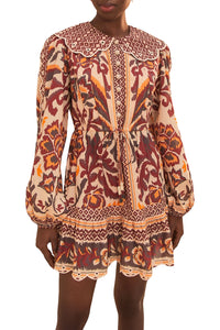 Robe courte à motif toucans en coton - Rouge