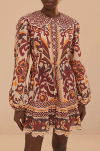 Robe courte à motif toucans en coton - Rouge