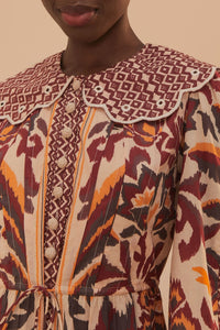 Robe courte à motif toucans en coton - Rouge