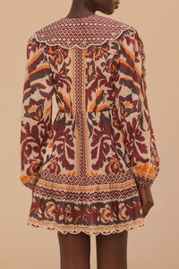 Robe courte à motif toucans en coton - Rouge