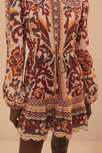 Robe courte à motif toucans en coton - Rouge