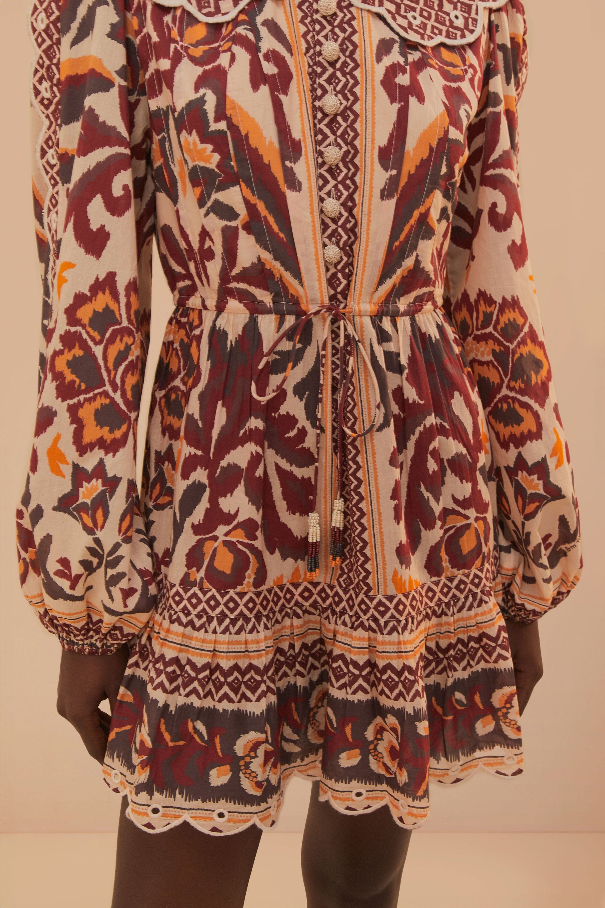 Robe courte à motif toucans en coton - Rouge