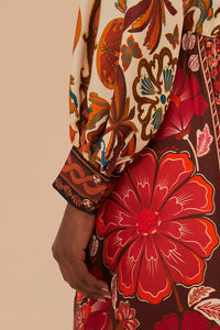 Robe midi chemise multicolore à motifs miranda - Bordeaux