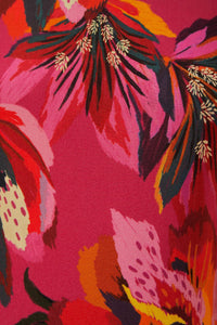 Robe midi Fleurs colorées - Rouge