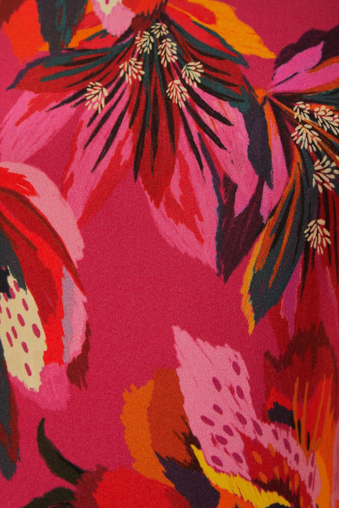 Robe midi Fleurs colorées - Rouge