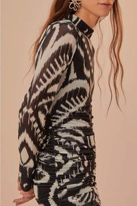 Robe midi Ananas ikat en tulle - Noir