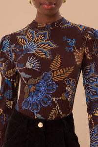 Body Jardin brodé en coton - Marron