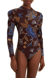 Body Jardin brodé en coton - Marron