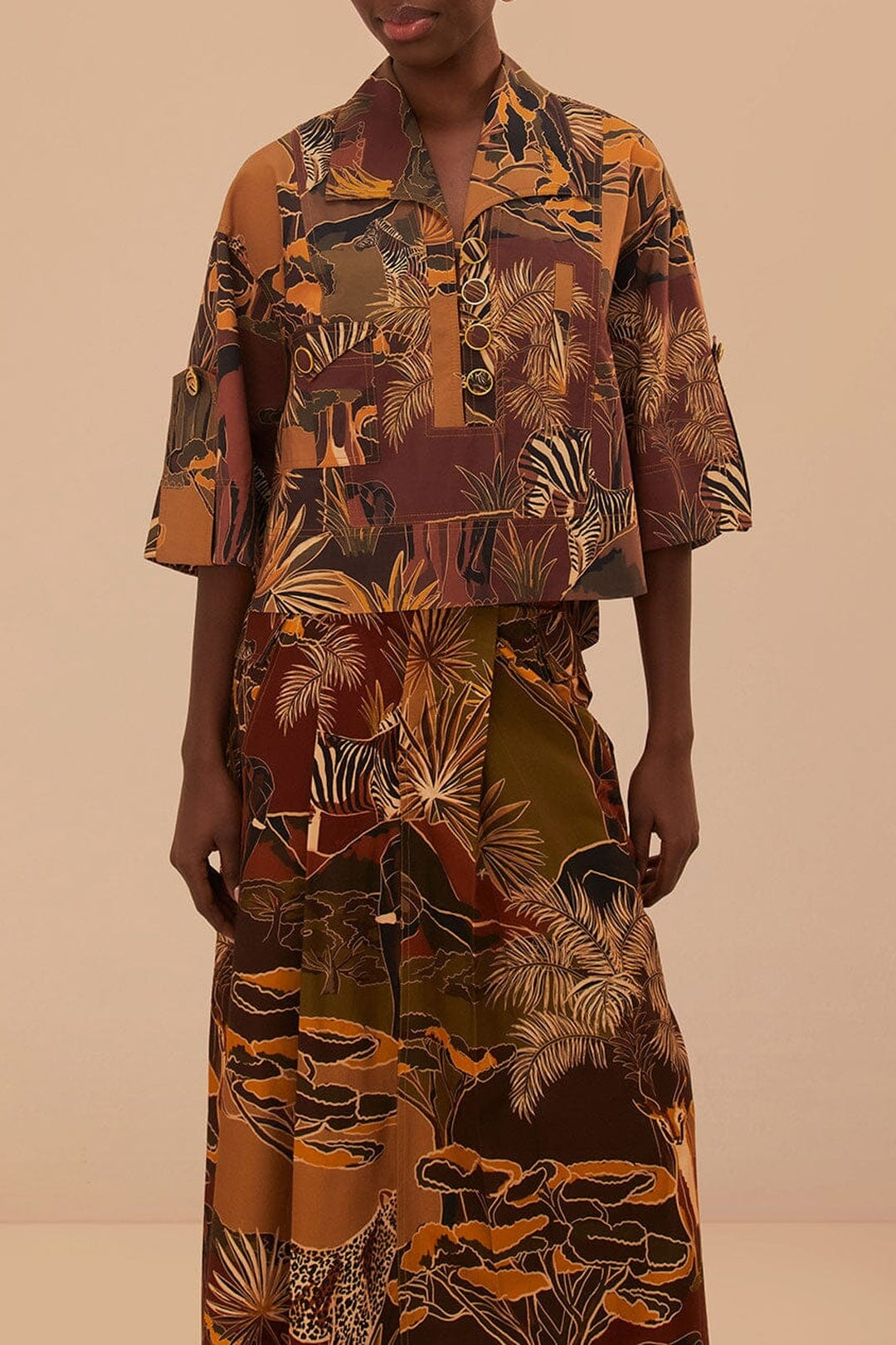 Blouse utilitaire Savana Dream en coton - Marron