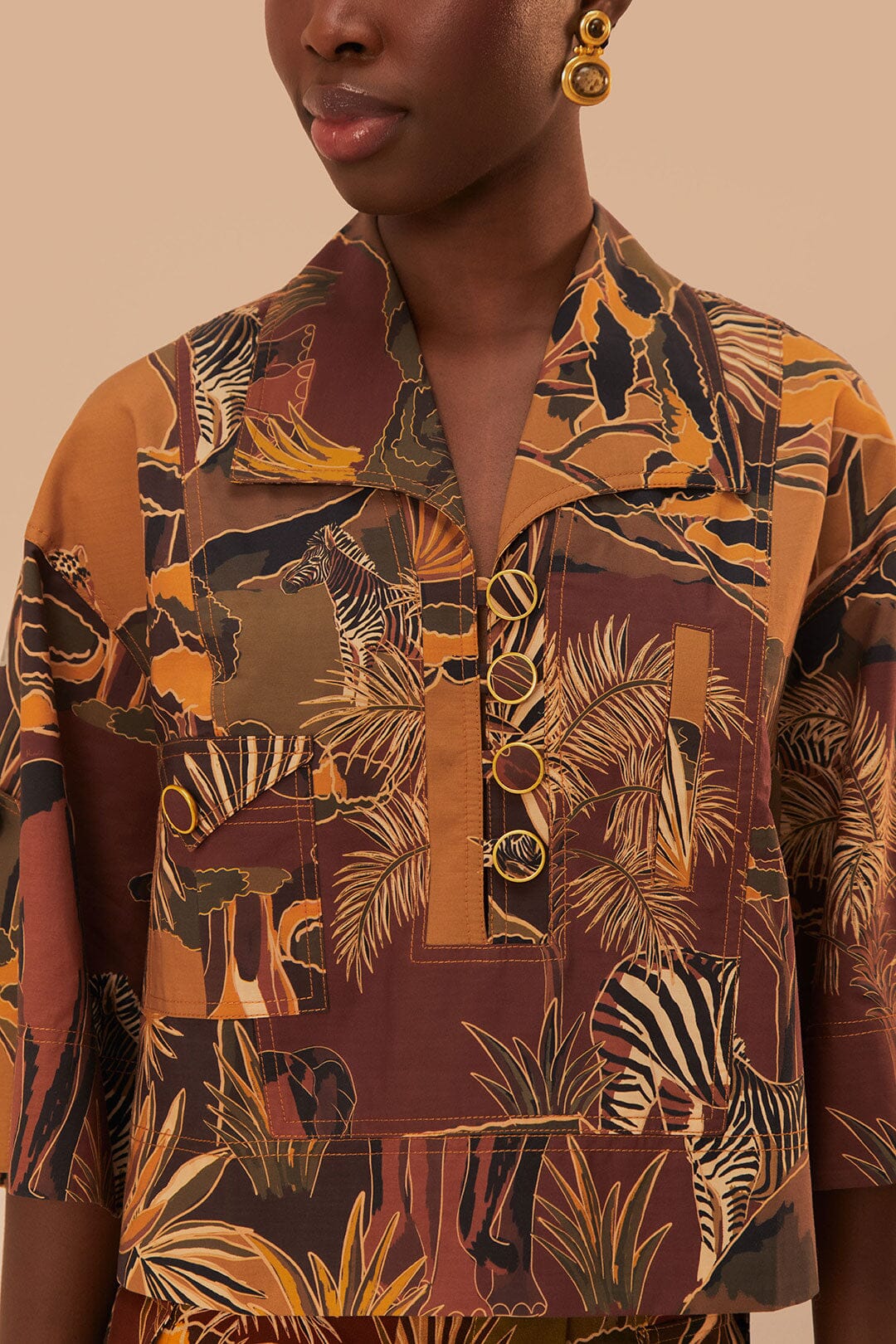 Blouse utilitaire Savana Dream en coton - Marron