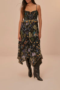 Robe longue Jardin d'hiver sans manches en dentelle plissée - Noir