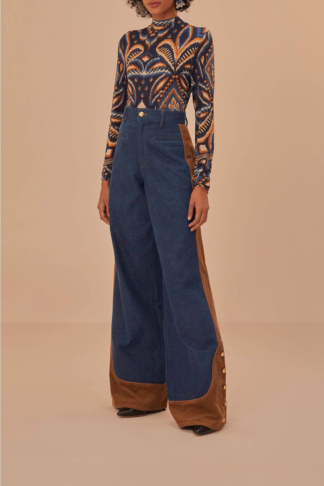 Blouse Ananas ikat en jersey - Bleu