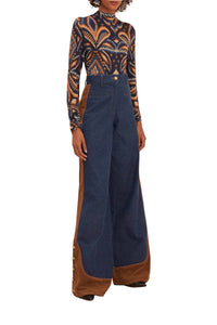 Blouse Ananas ikat en jersey - Bleu