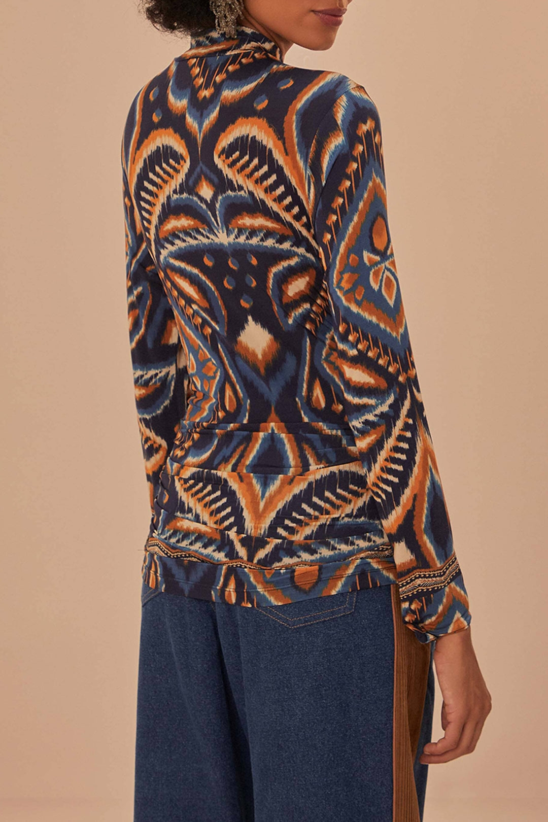 Blouse Ananas ikat en jersey - Bleu
