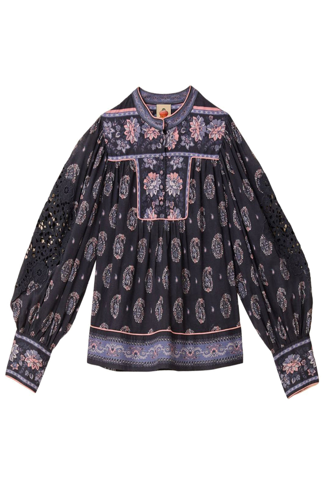 Blouse Ayla à manches longues en coton - Bleu