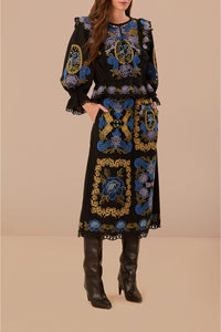 Blouse Richelieu ceintrée à la taille en coton - Noir