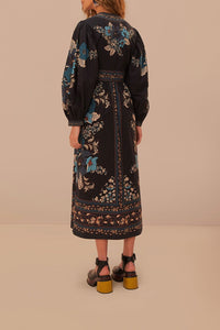 Robe longue Blossom Tapestry en coton - Noir