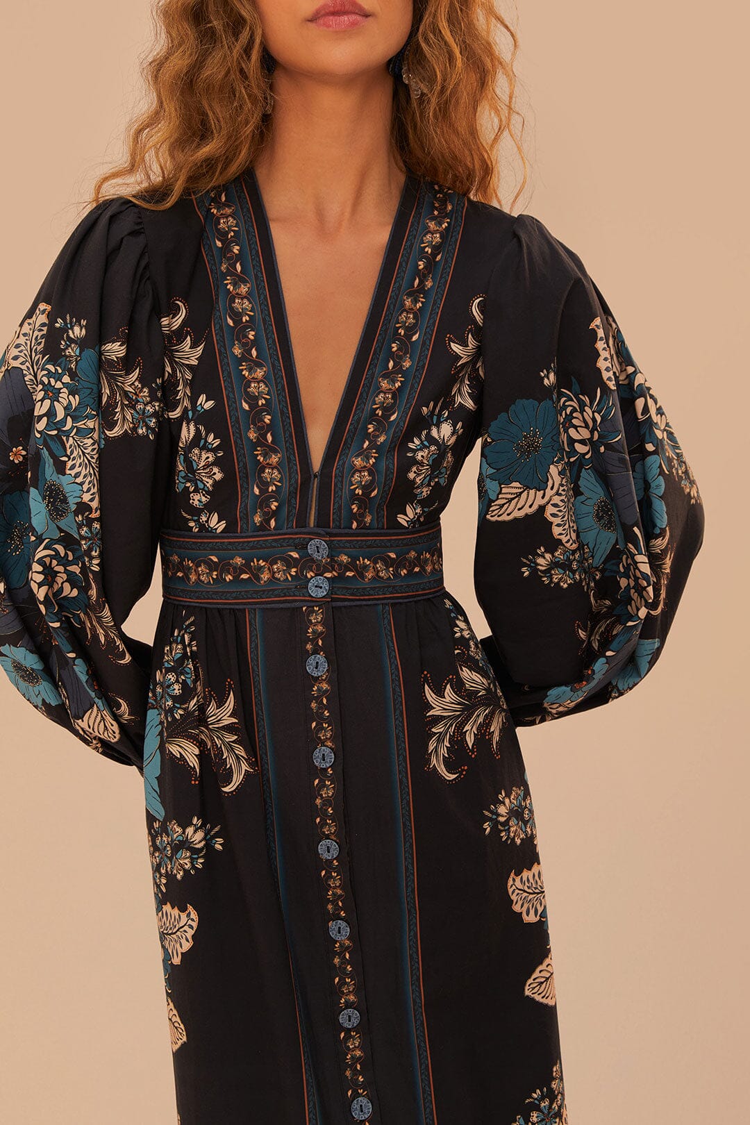 Robe longue Blossom Tapestry en coton - Noir