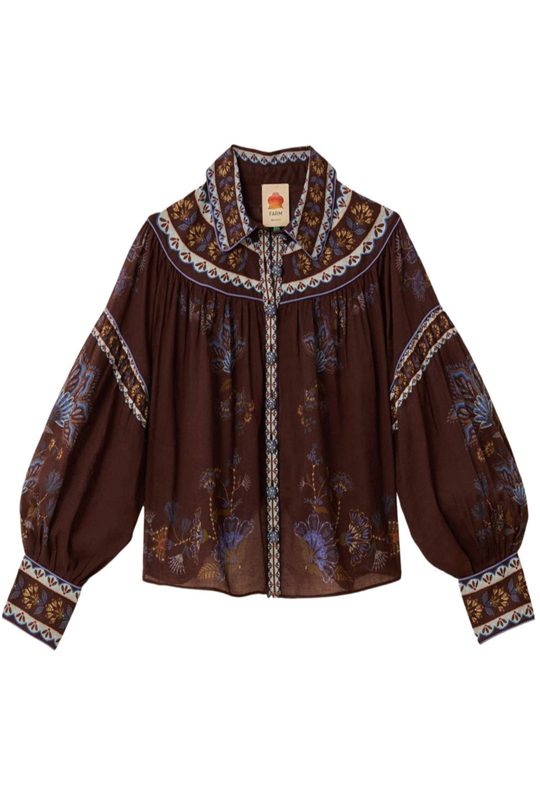 Blouse Jardin brodée en coton - Marron