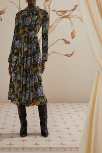 Robe midi Capri à manches longues - Noir
