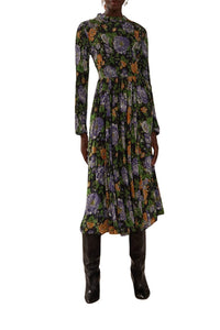 Robe midi Capri à manches longues - Noir