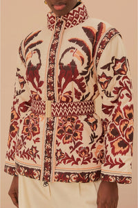 Doudoune réversible Toucans Scarf - Rouge & beige
