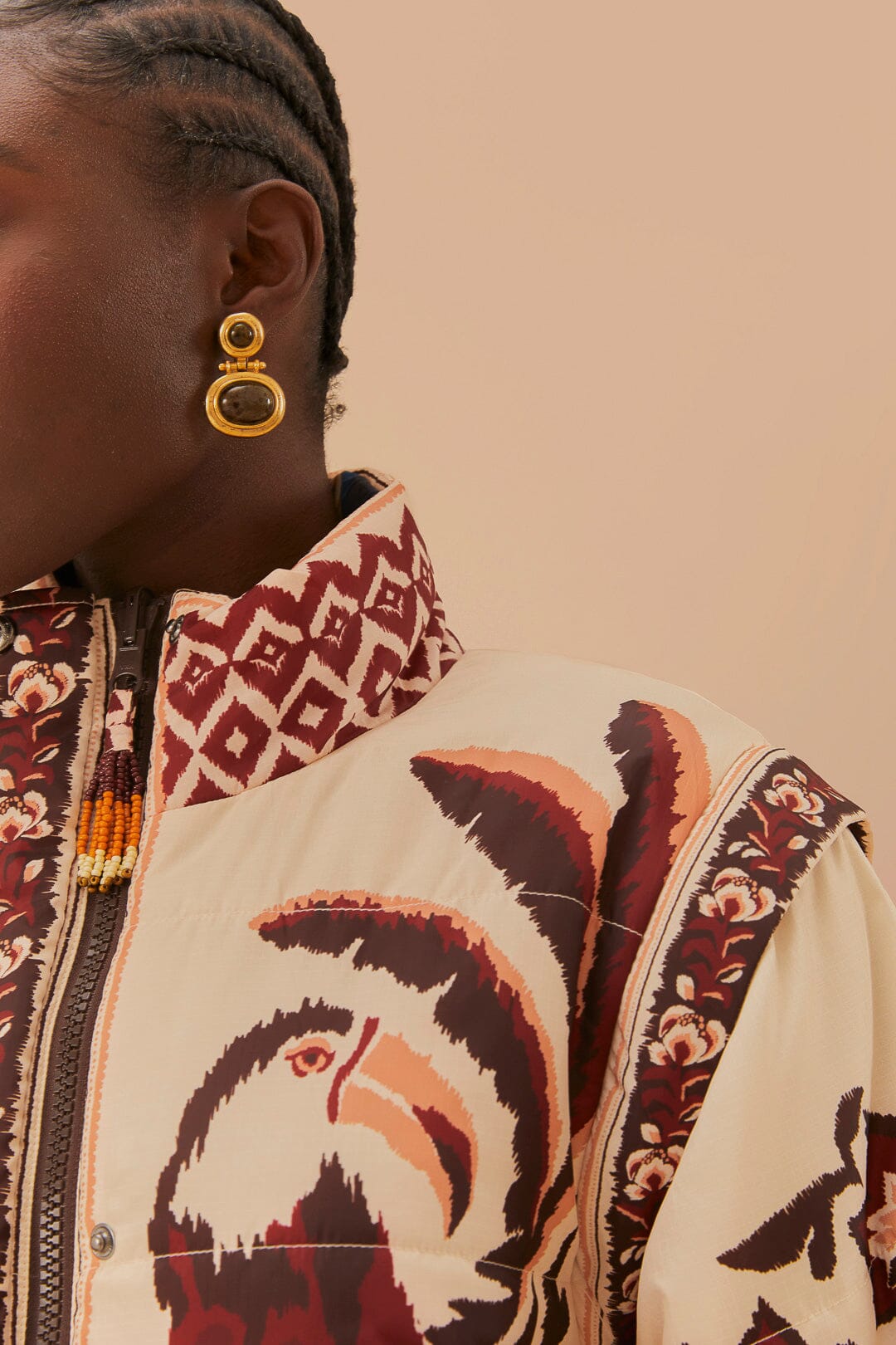 Doudoune réversible Toucans Scarf - Rouge & beige