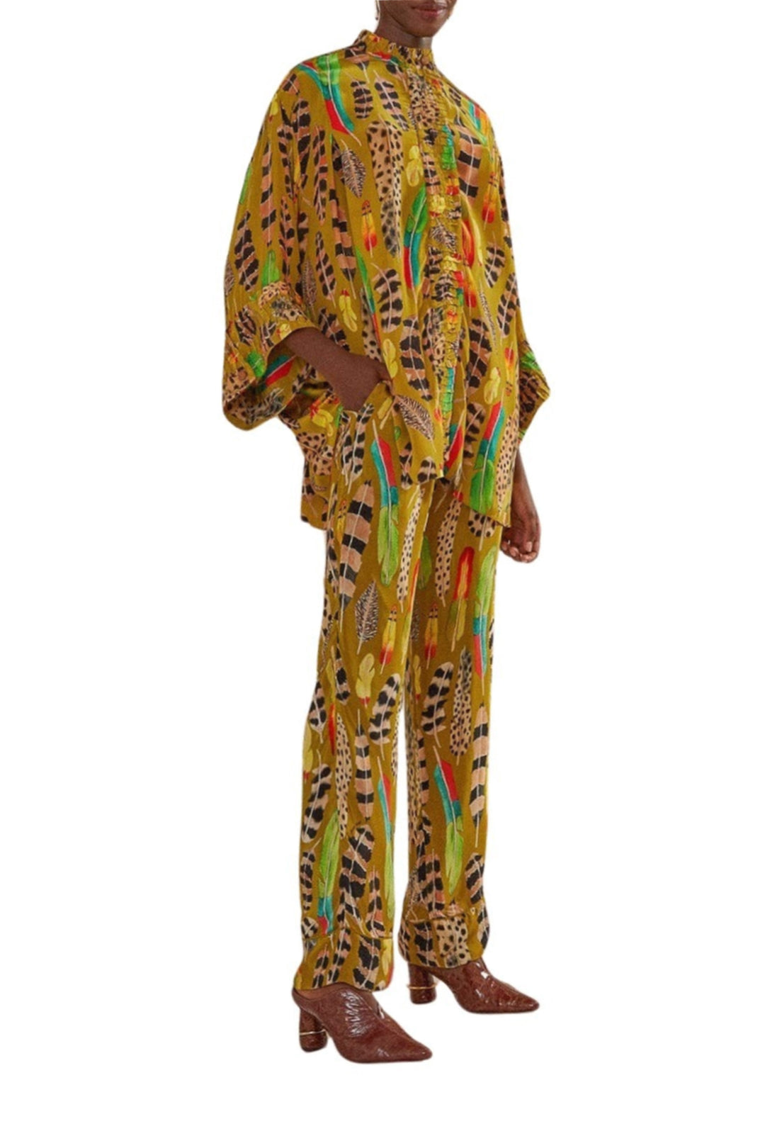 Blouse Plumes d'amazone à manches longues - Vert