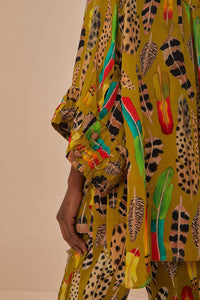 Blouse Plumes d'amazone à manches longues - Vert