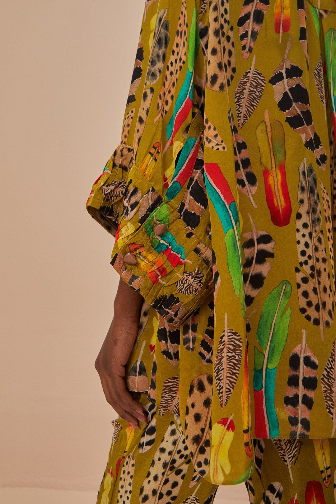 Blouse Plumes d'amazone à manches longues - Vert