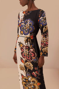 Robe longue à fleurs - Noir