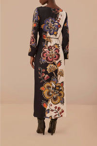 Robe longue à fleurs - Noir