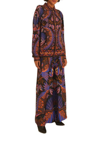Pantalon à double ceinture et motif cœurs - Orange & bleu