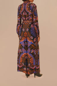 Pantalon à double ceinture et motif cœurs - Orange & bleu
