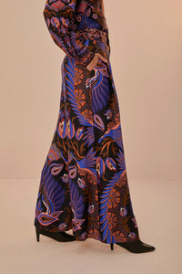 Pantalon à double ceinture et motif cœurs - Orange & bleu