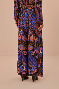 Pantalon à double ceinture et motif cœurs - Orange & bleu