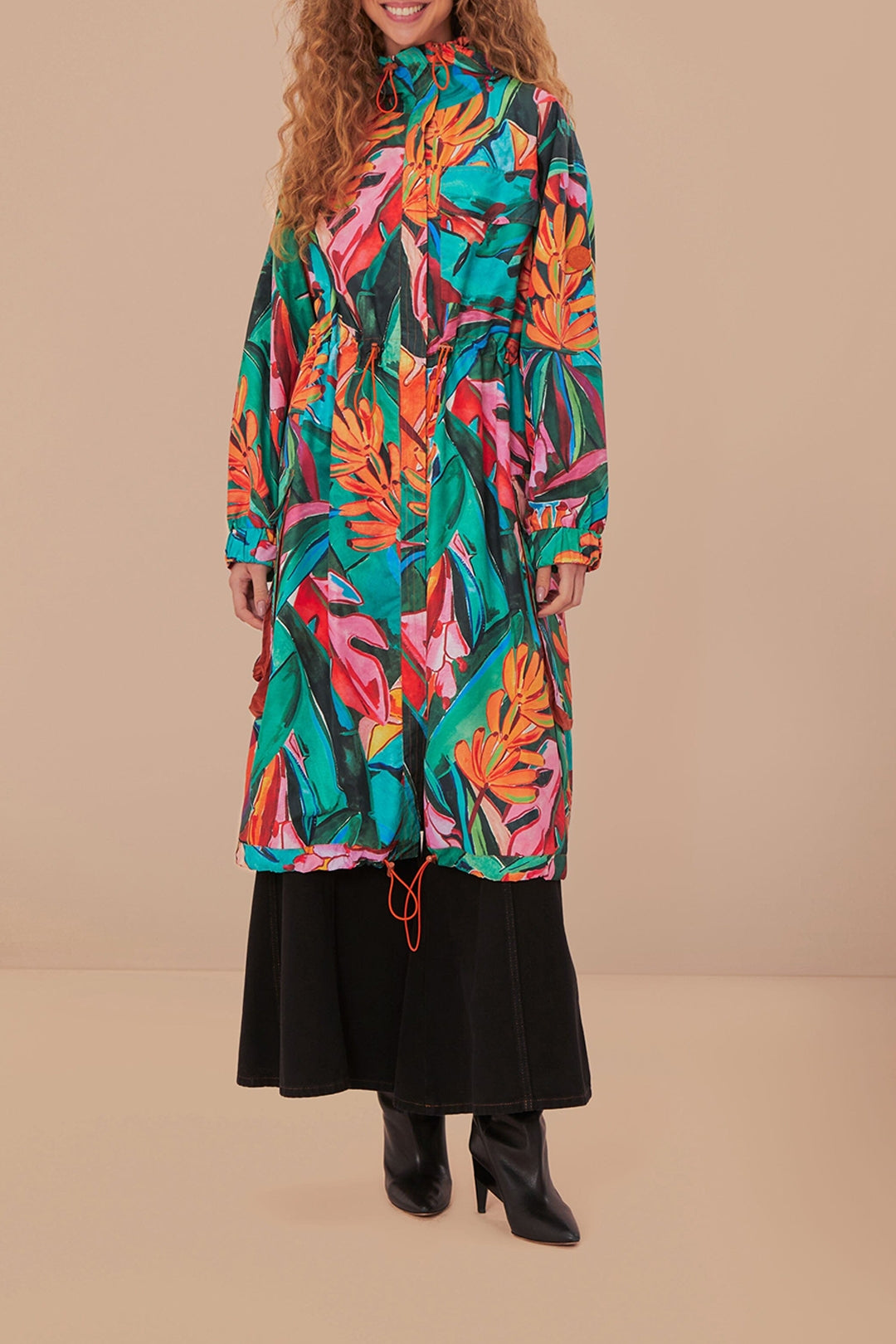 Imperméable long à motif Banana Leaves - Multicolore