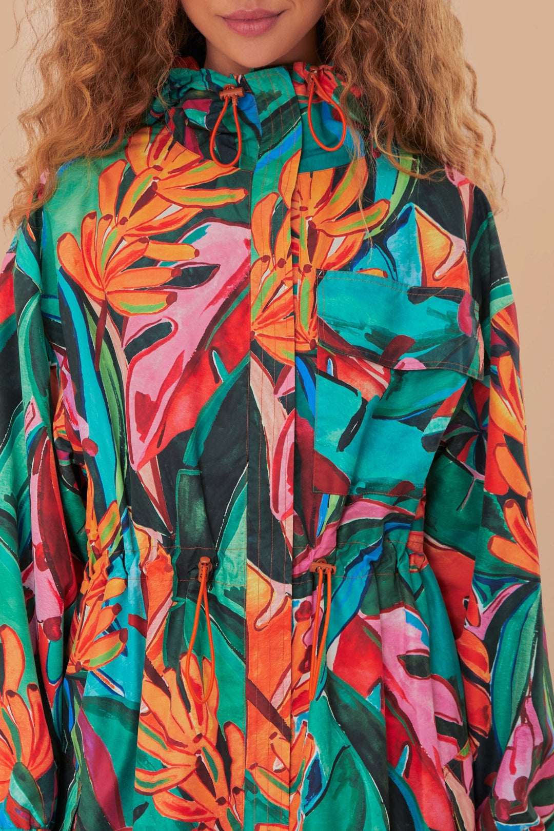 Imperméable long à motif Banana Leaves - Multicolore