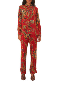 Chemise longue à fleurs - Rouge