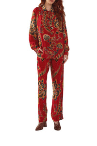 Pantalon long à fleurs - Rouge