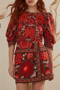 Jupe Gigi Tapestry en coton - Rouge