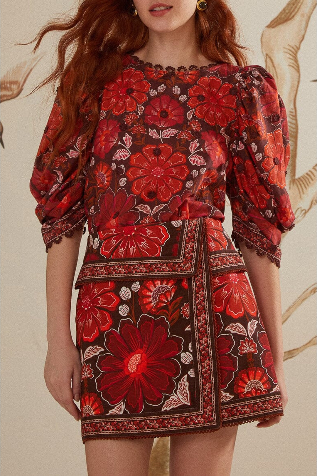 Jupe Gigi Tapestry en coton - Rouge
